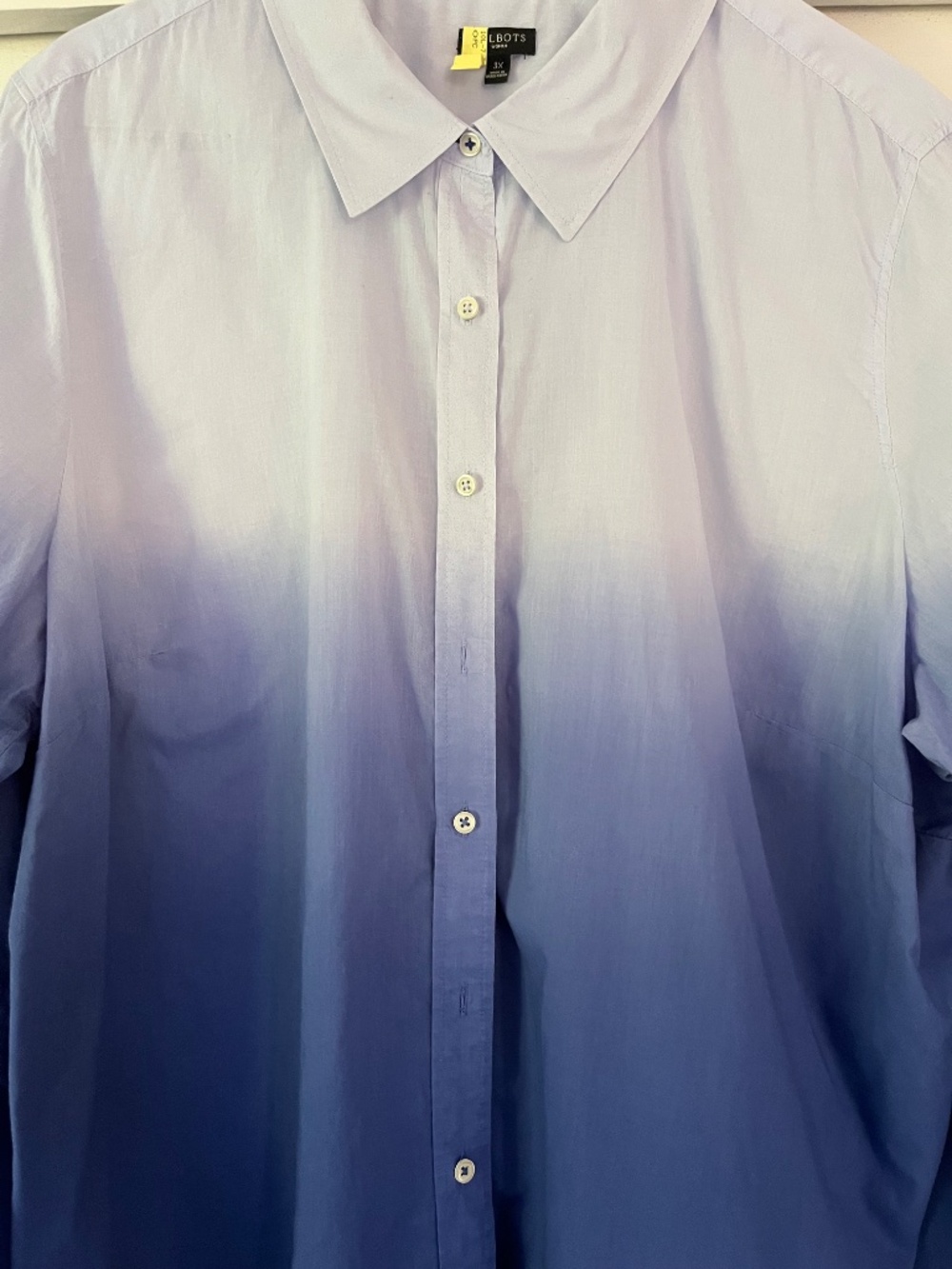 Talbots Woman 3X Blue Ombre Button Front Shirt 100% Cotton - Picture 5 of 7